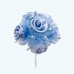 2.5" Diameter Rhinestone Ribbon Flower 6X12 | Light Blue